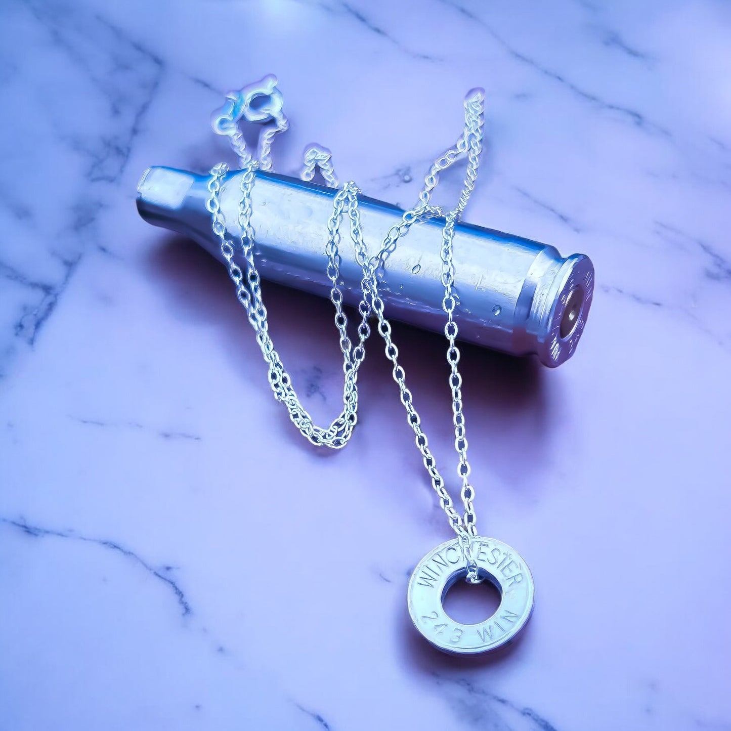Upcycled Rifle Shell Pendant On 18” Sterling Silver Chain