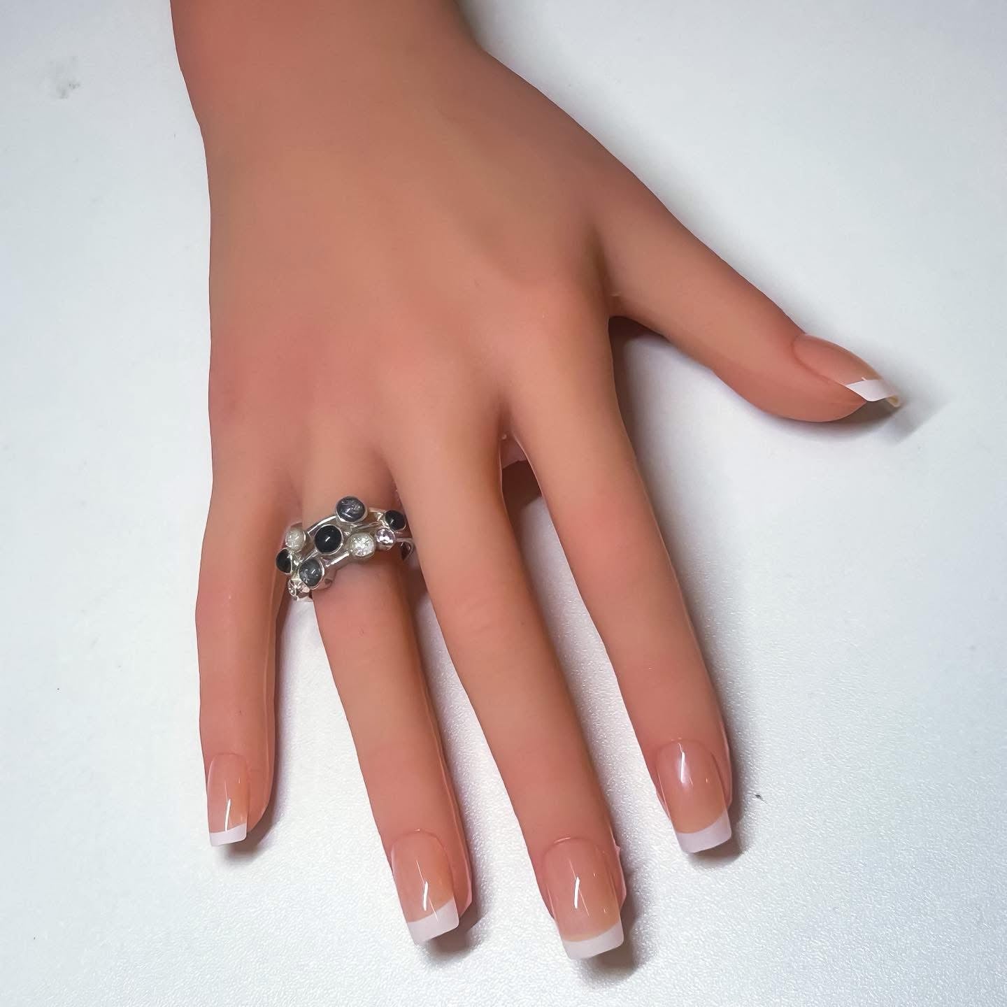 Sterling Silver CZ 7 Stone Bubble Ring