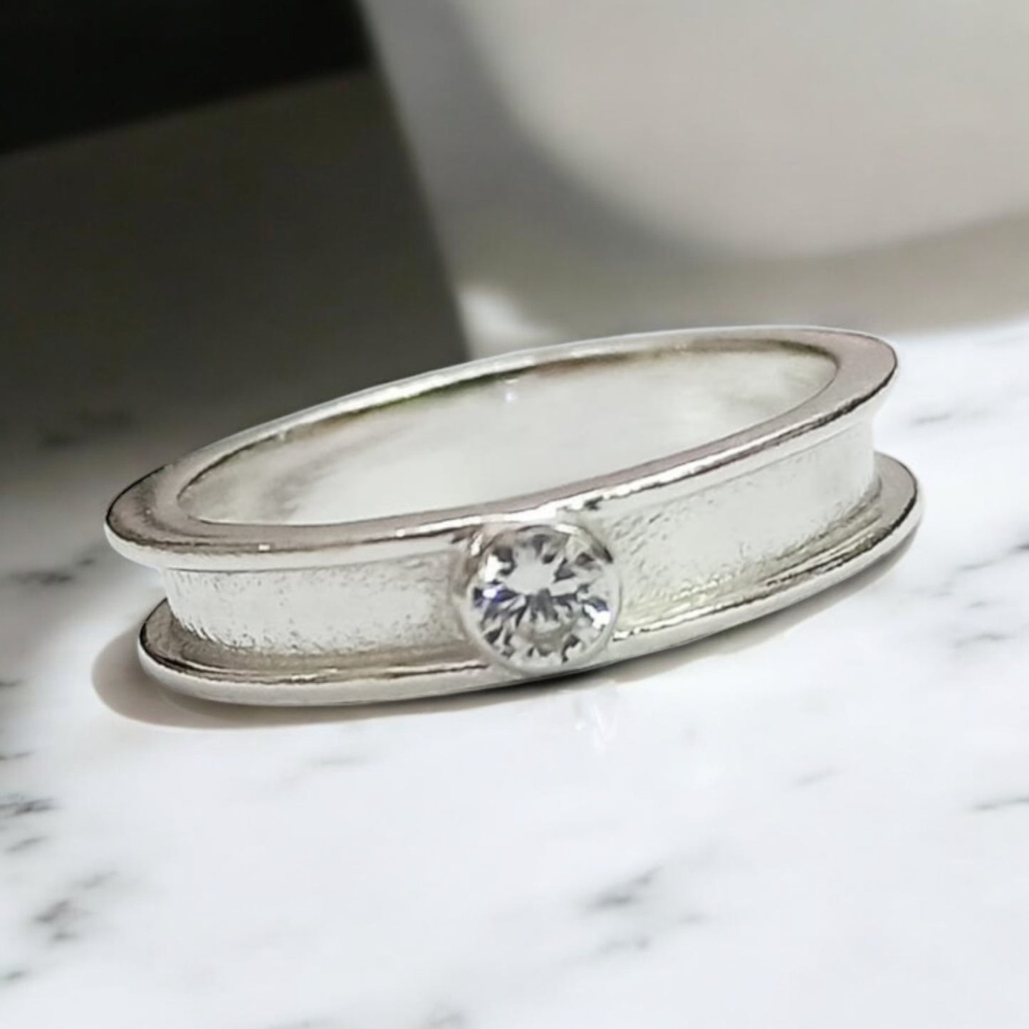 Sterling Silver 4mm Channel Set Solitaire Ring