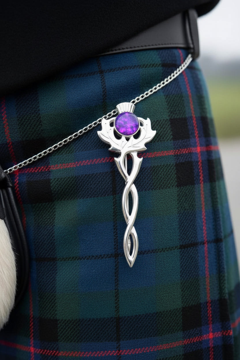 Sterling Silver Alba Thistle Kilt Pin