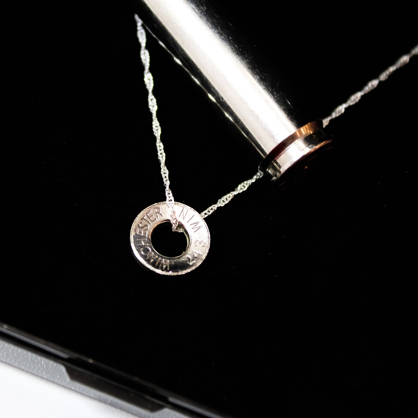 Upcycled Rifle Shell Pendant On 18” Sterling Silver Chain