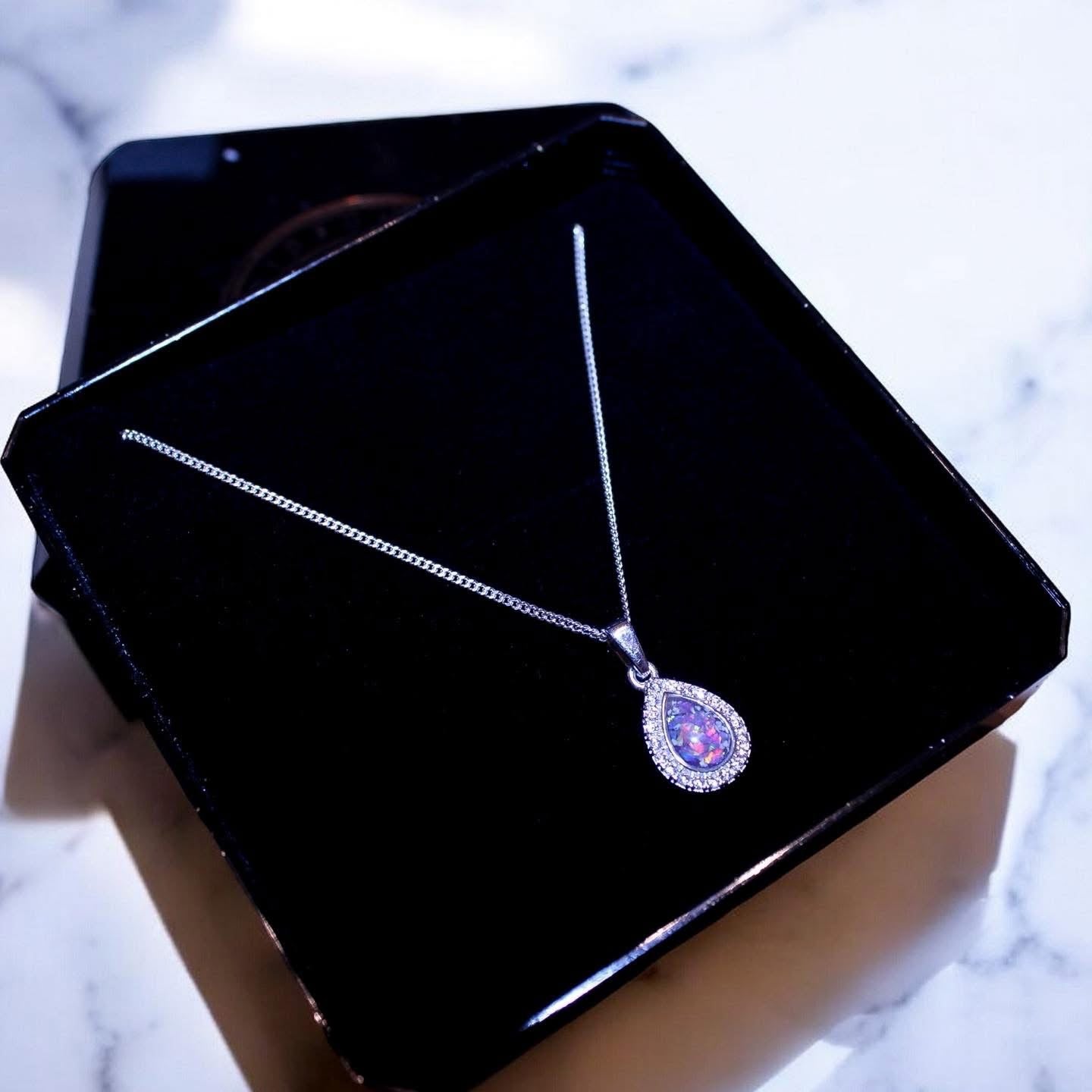 Sterling Silver CZ Teardrop Pendant on 18” chain