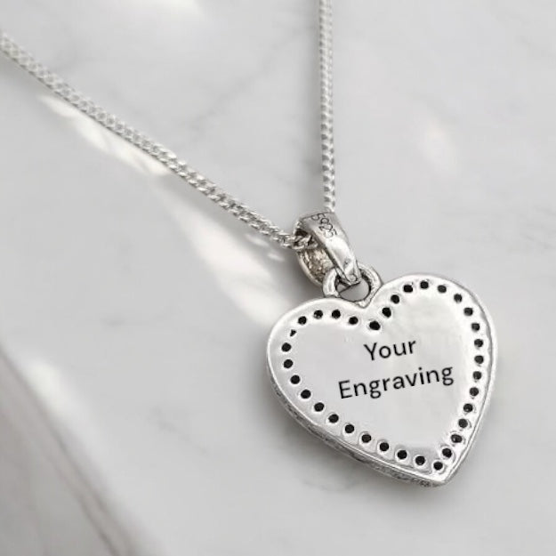Sterling Silver CZ Heart Necklace