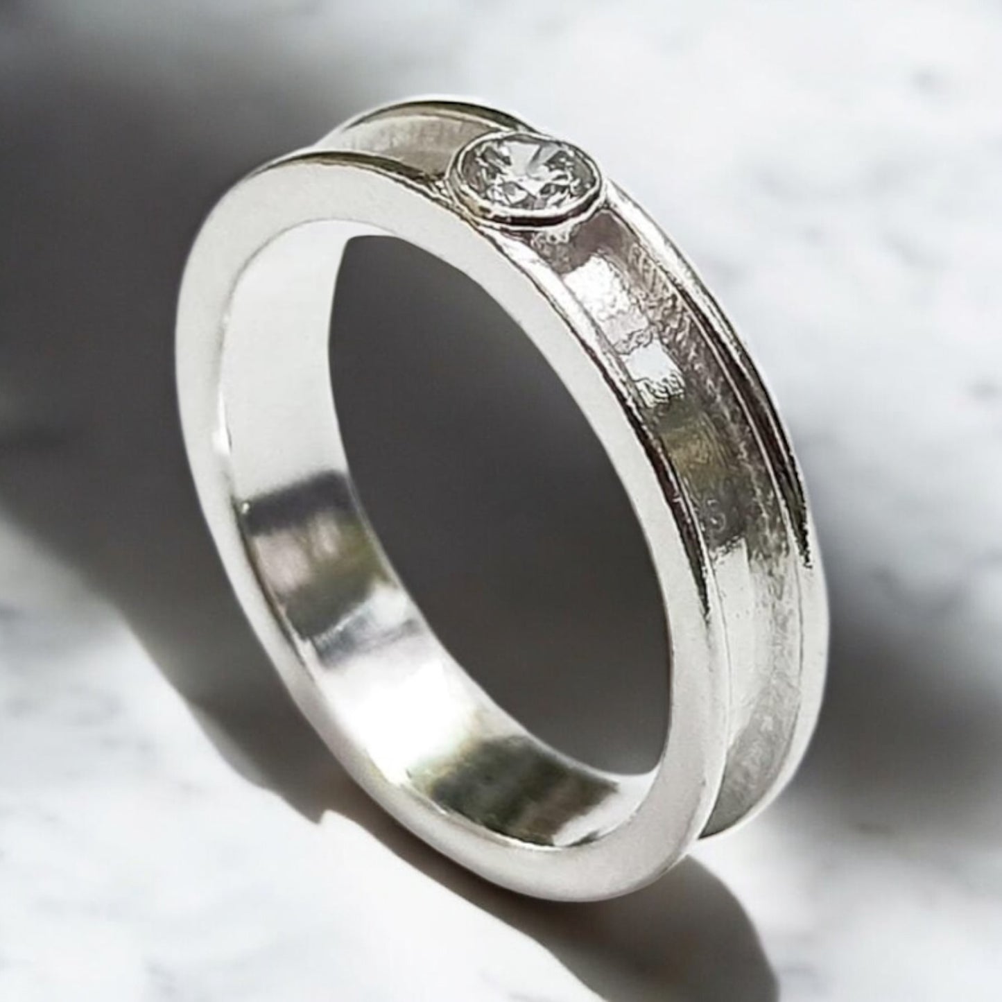 Sterling Silver 4mm Channel Set Solitaire Ring