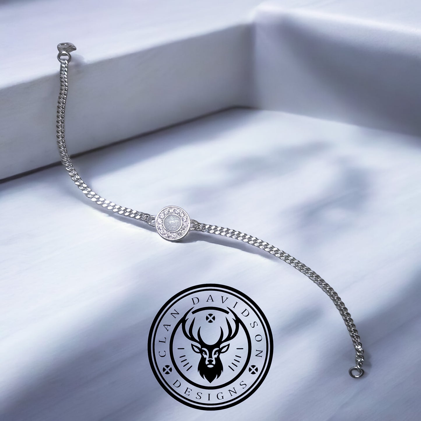 Sterling Silver CZ Halo Bracelet