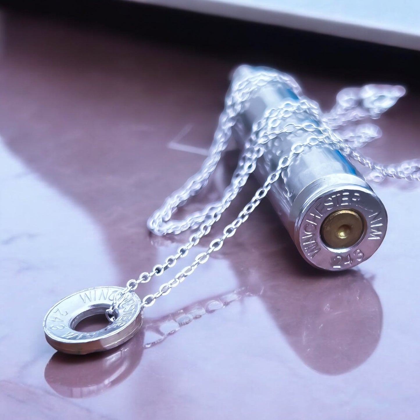 Upcycled Rifle Shell Pendant On 18” Sterling Silver Chain