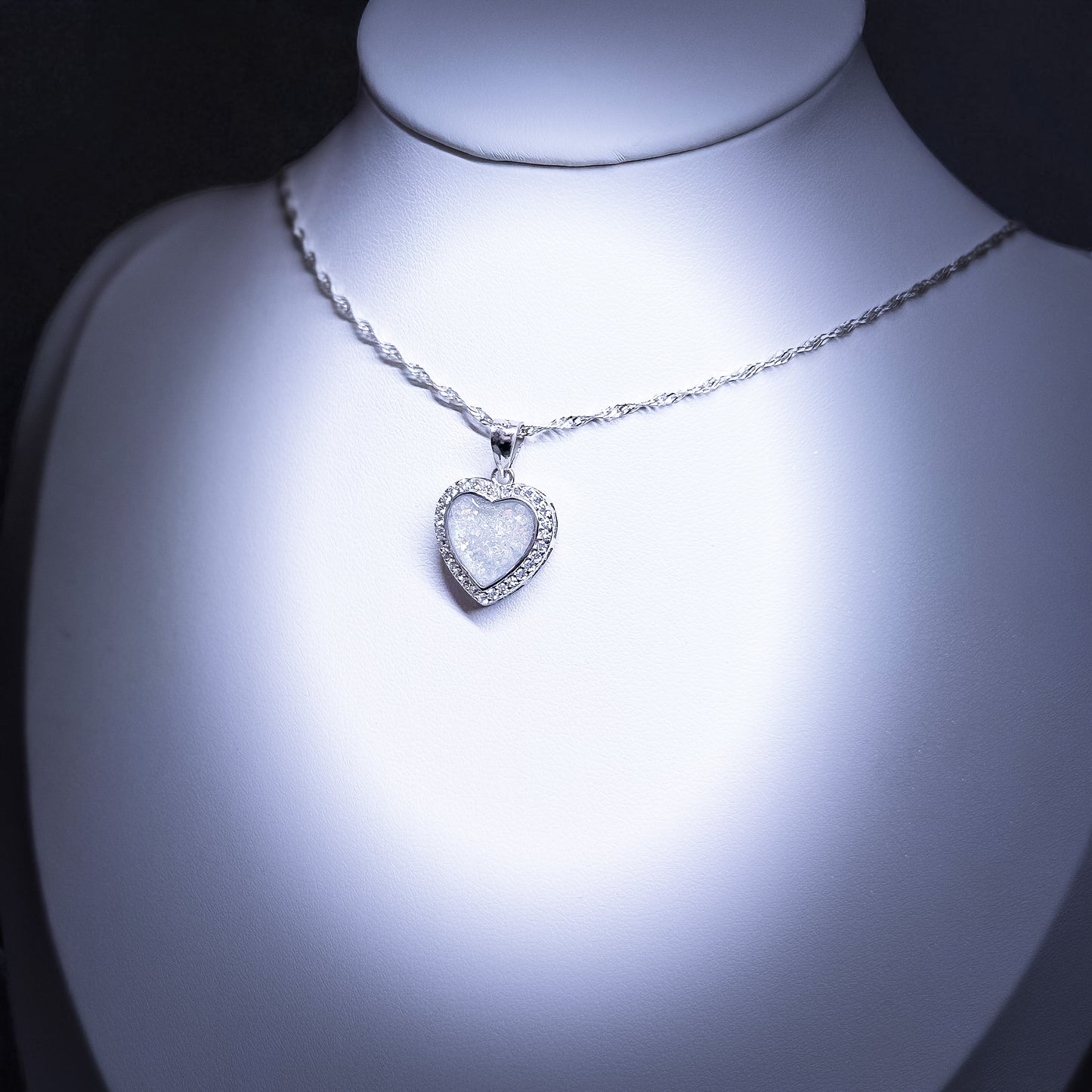 Sterling Silver CZ Halo Heart Pendant