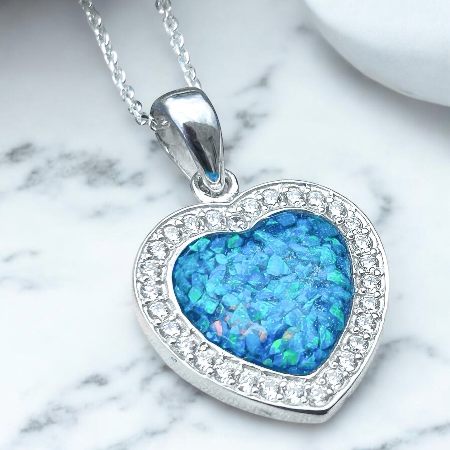 Sterling Silver CZ Heart Necklace