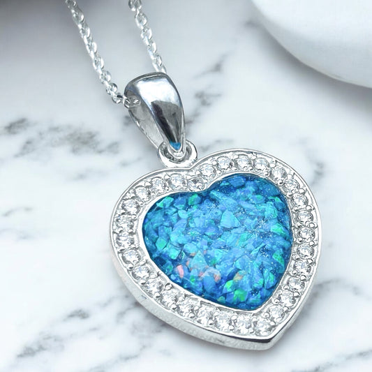 Sterling Silver CZ Heart Necklace