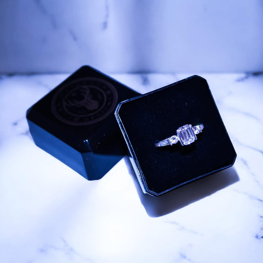 Sterling Silver CZ Emerald Cut Trilogy Ring