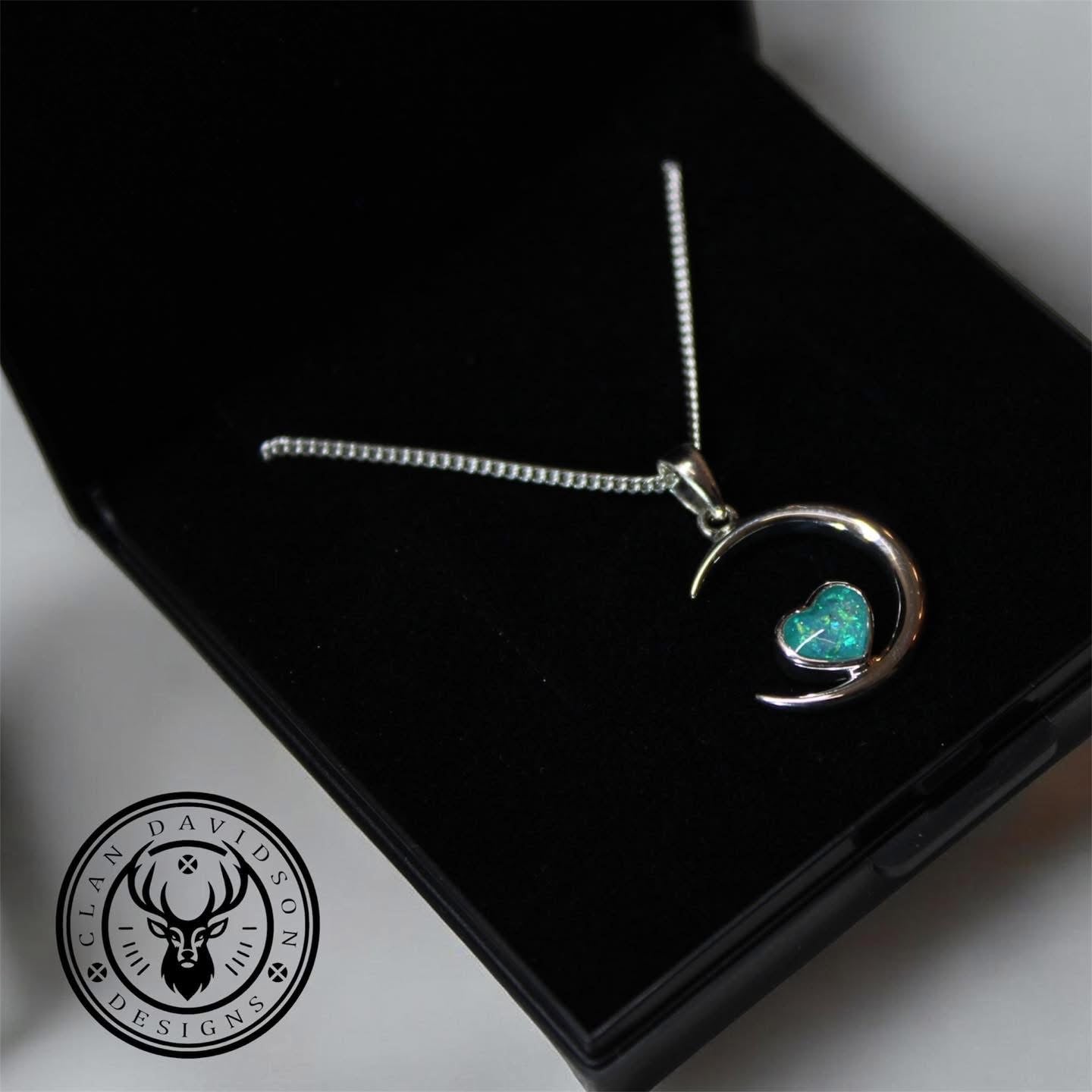 Sterling Silver Moon & Heart Necklace