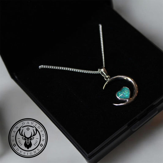 Sterling Silver Moon & Heart Necklace