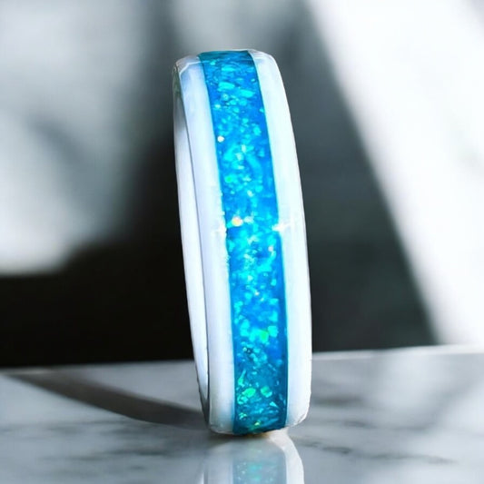 White Ceramic Channel Set Ring