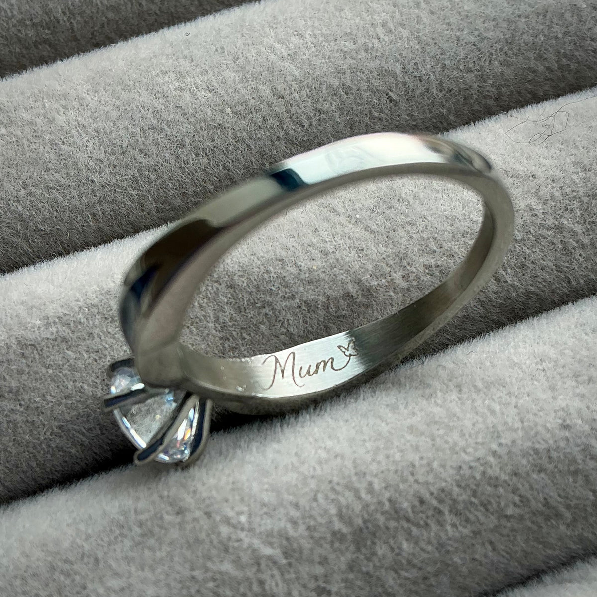 Stainless Steel Solitaire Ring