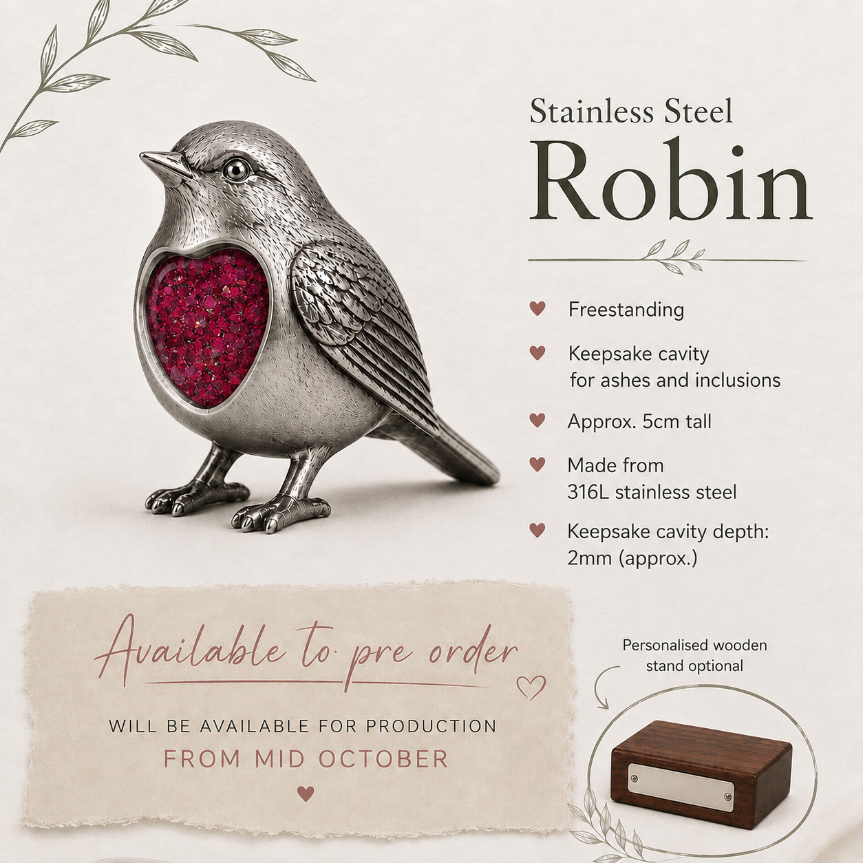 Stainless Steel Robin Ornament