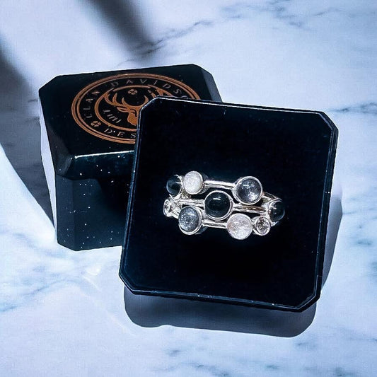 Sterling Silver CZ 7 Stone Bubble Ring