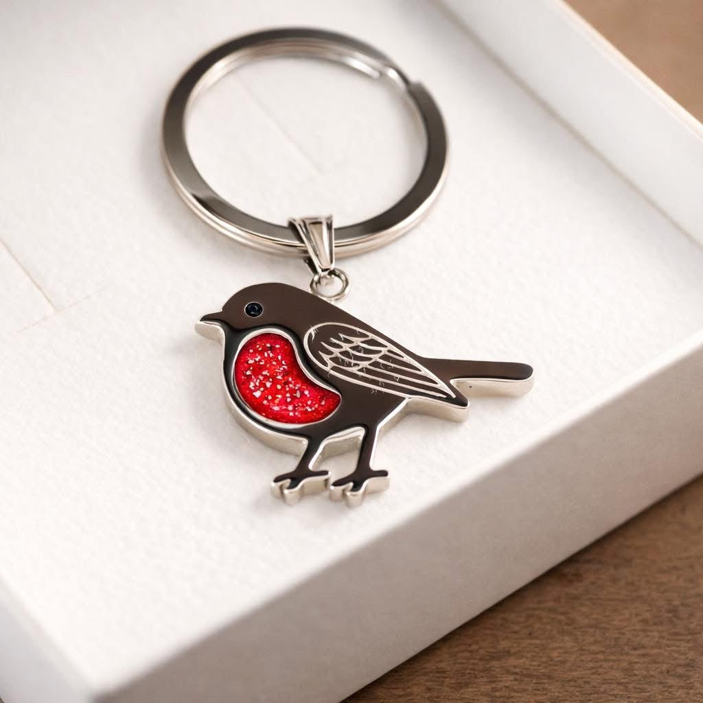 Stainless Steel Robin Keyring