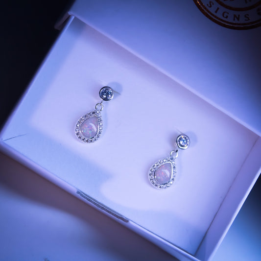 Sterling Silver CZ Pear Drop Earrings