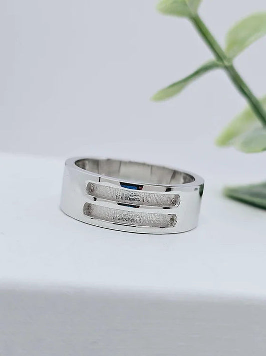 Gents Sterling Silver 7mm Dual Channel Ring