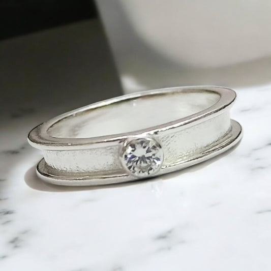 Sterling Silver 4mm Channel Set Solitaire Ring