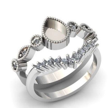 Sterling Silver Marquise Wishbone Ring Set