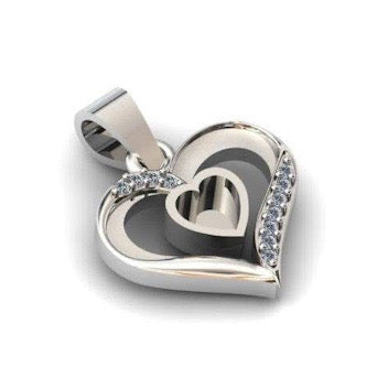 Sterling Silver CZ Heart Pendant