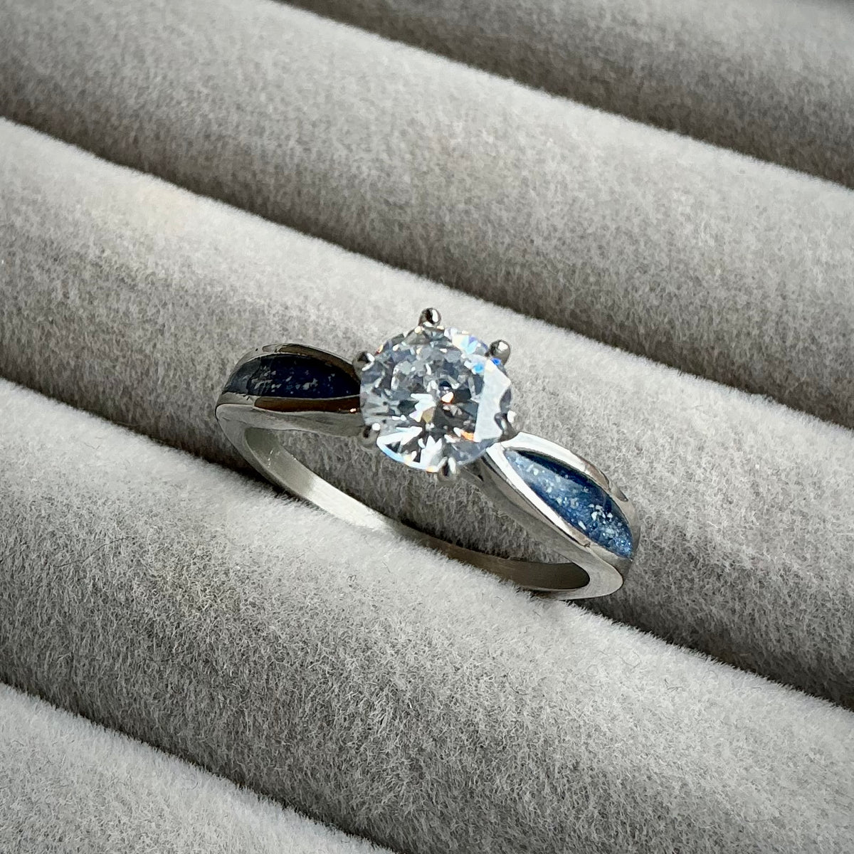 Stainless Steel Solitaire Ring