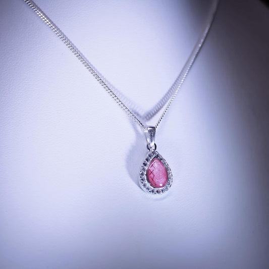 Sterling Silver CZ Teardrop Pendant on 18” chain