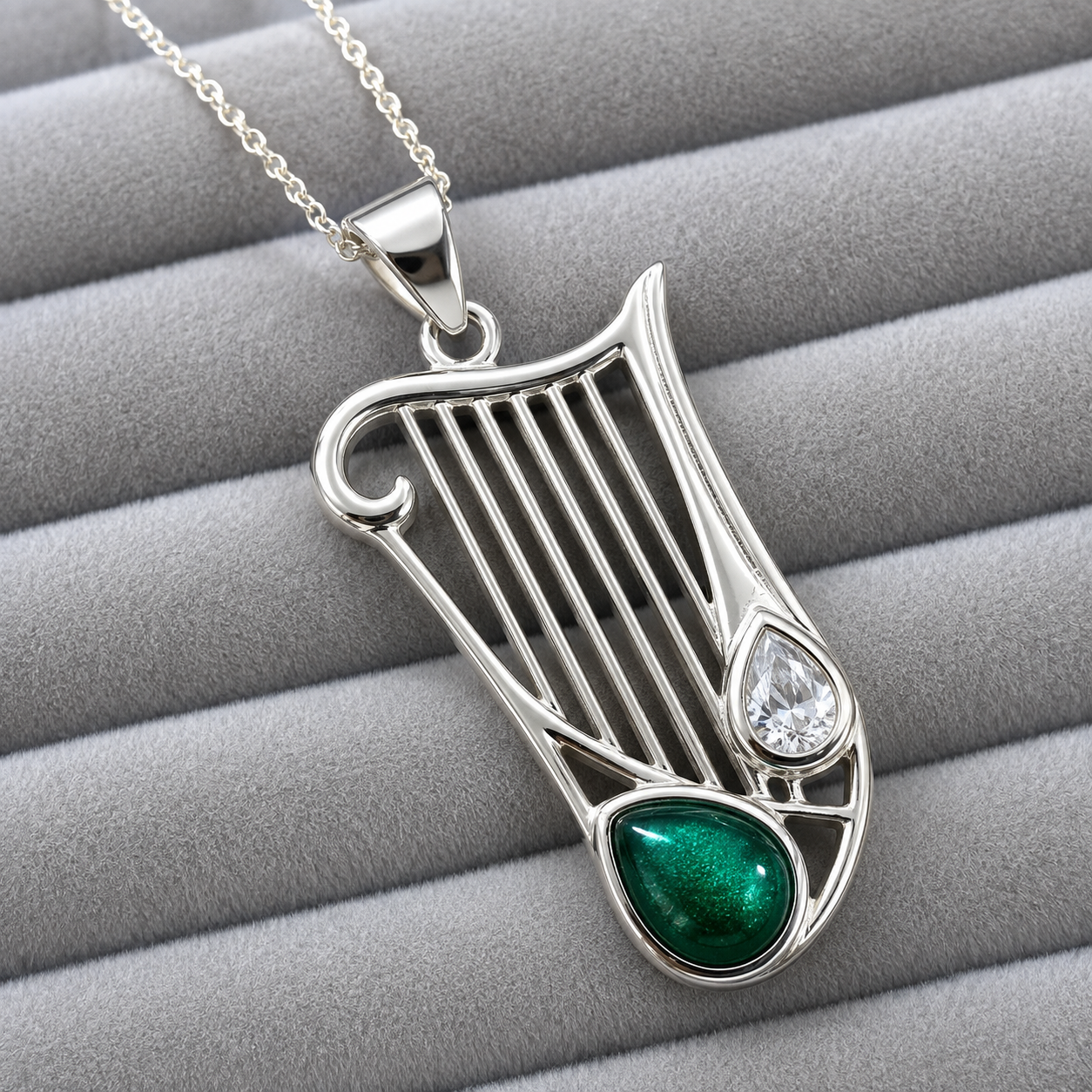 Sterling Silver Celtic Harp Pendant