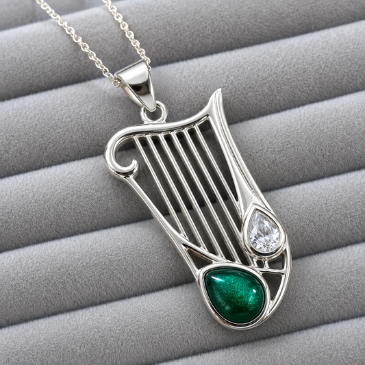 Sterling Silver Celtic Harp Pendant