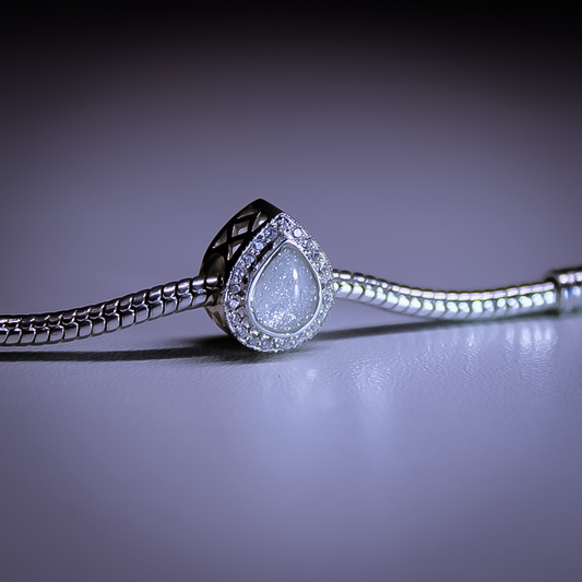 Sterling Silver CZ Pear Bracelet Charm