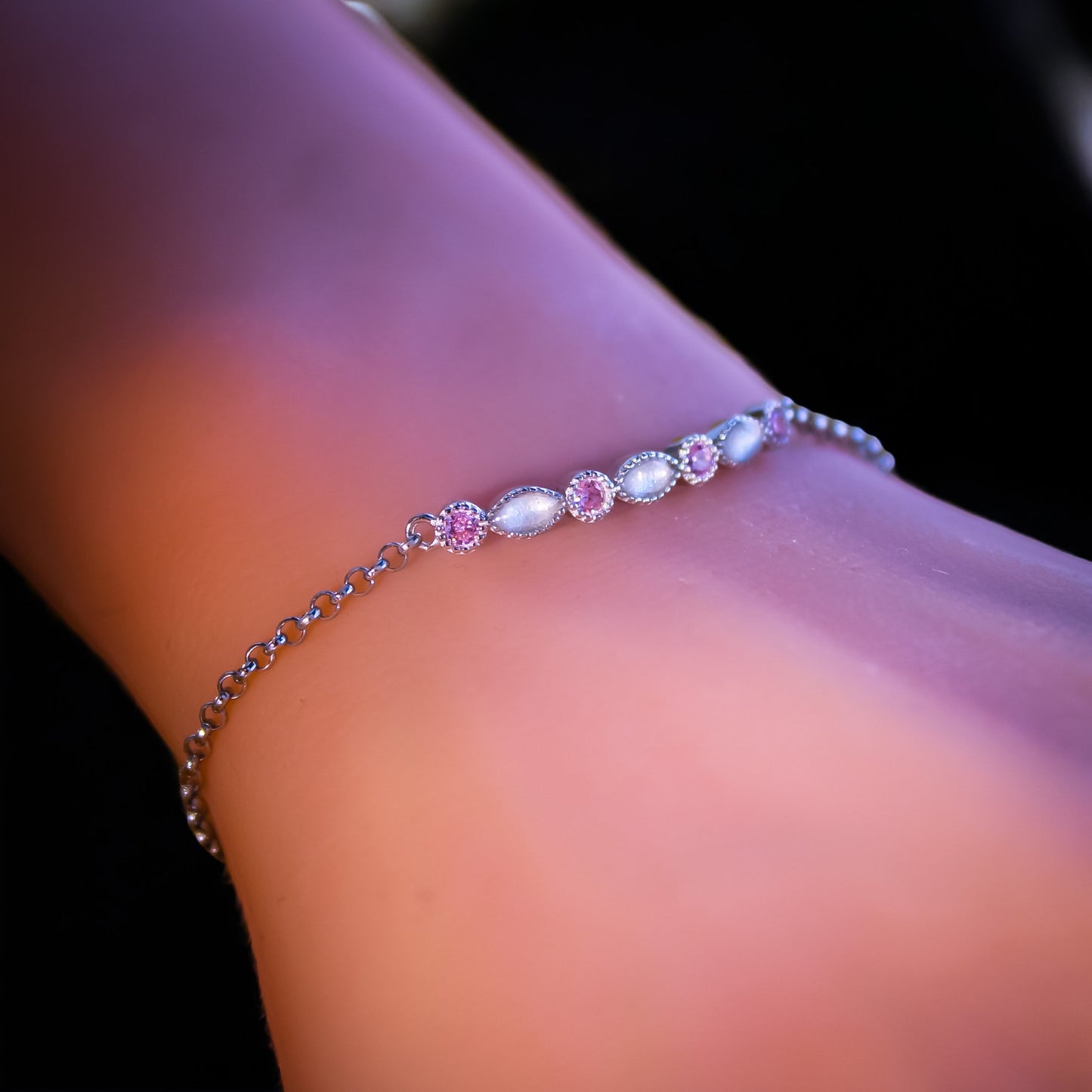 Sterling Silver Marquise Birthstone Bracelet