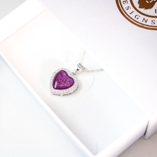 Sterling Silver CZ Halo Heart Pendant