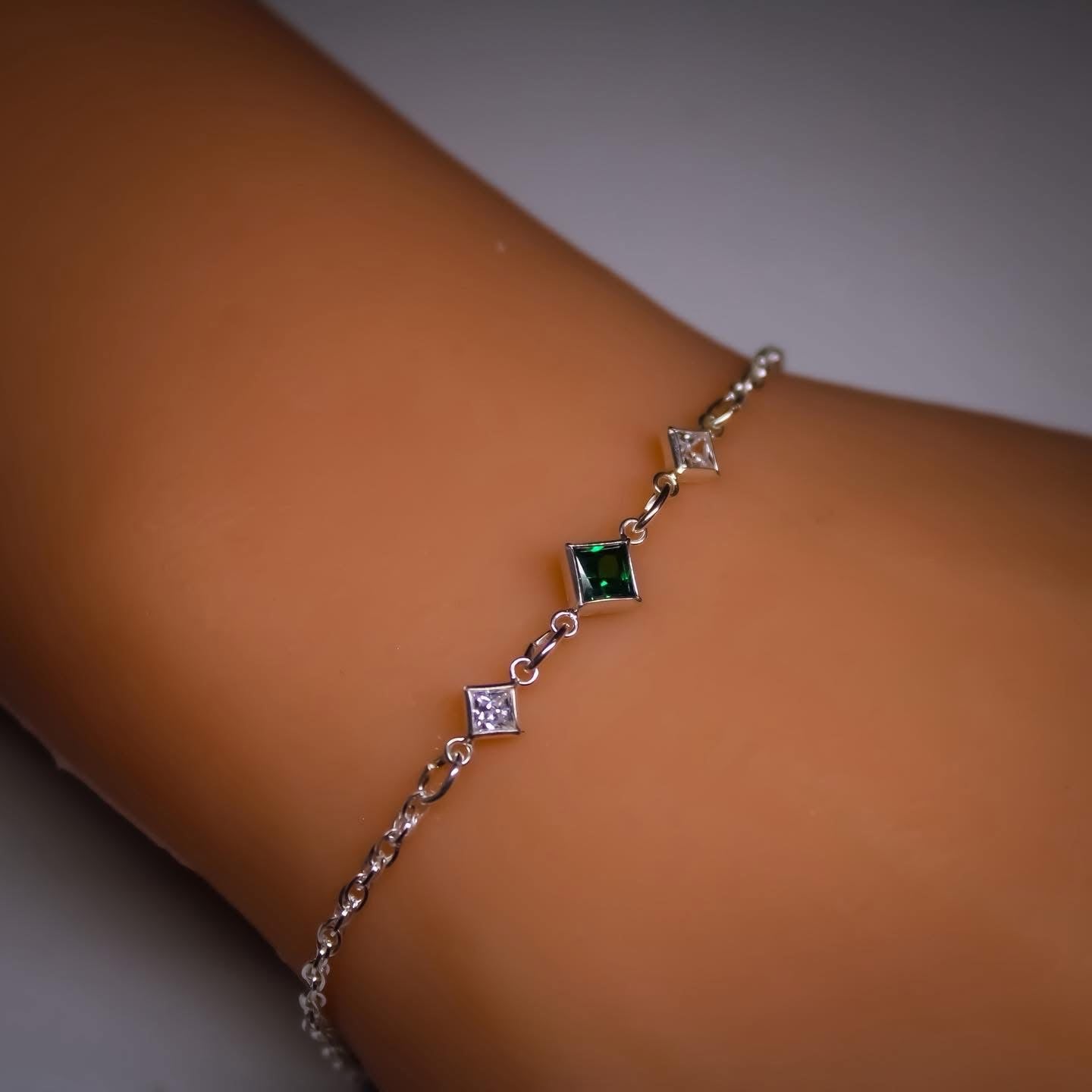 Sterling Silver Enchanted Trio Birthstone Bracelet