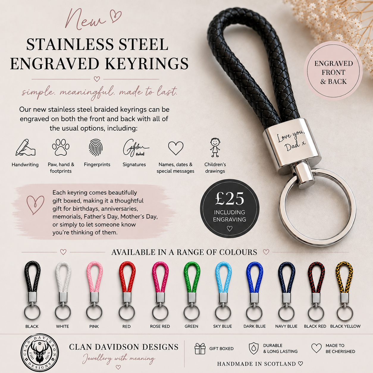 Stainless Steel Engraved Keyring
