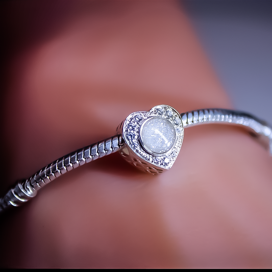 Sterling Silver CZ Heart Bracelet Charm