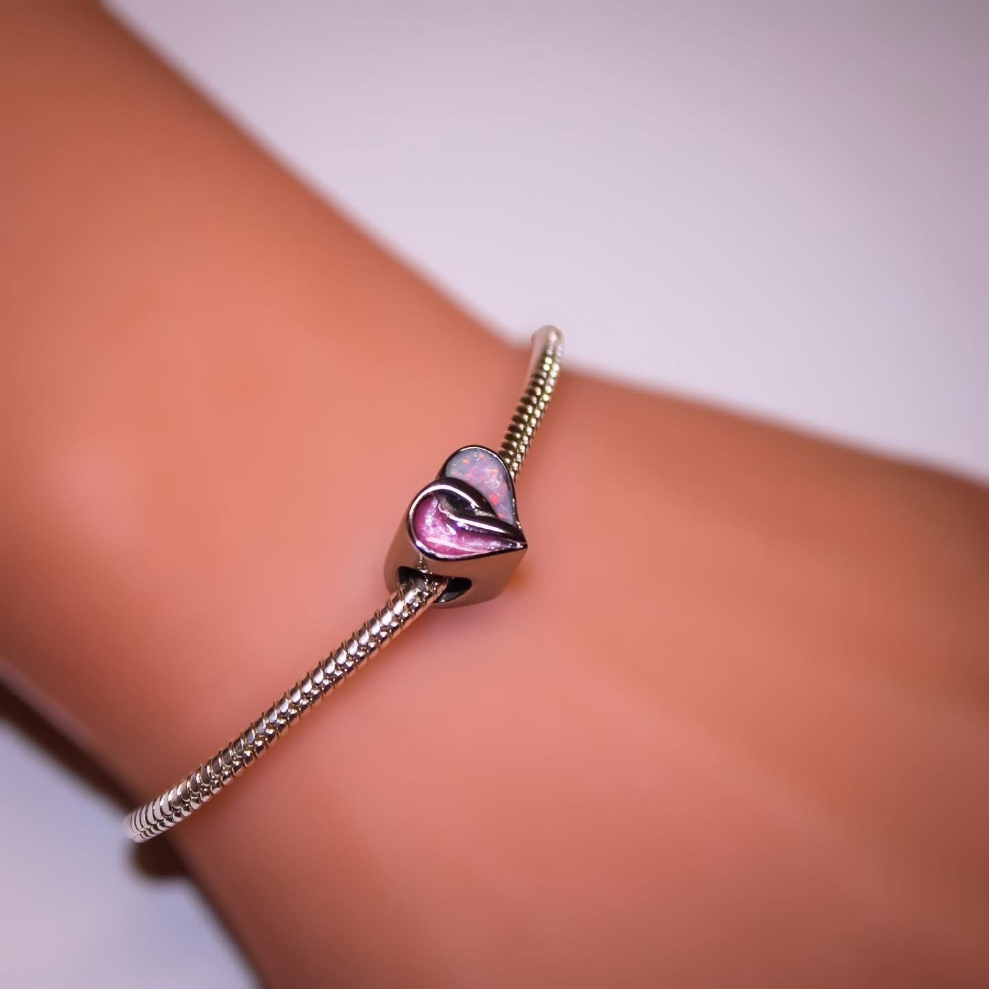 Stainless Steel Dual Heart Bracelet Charm