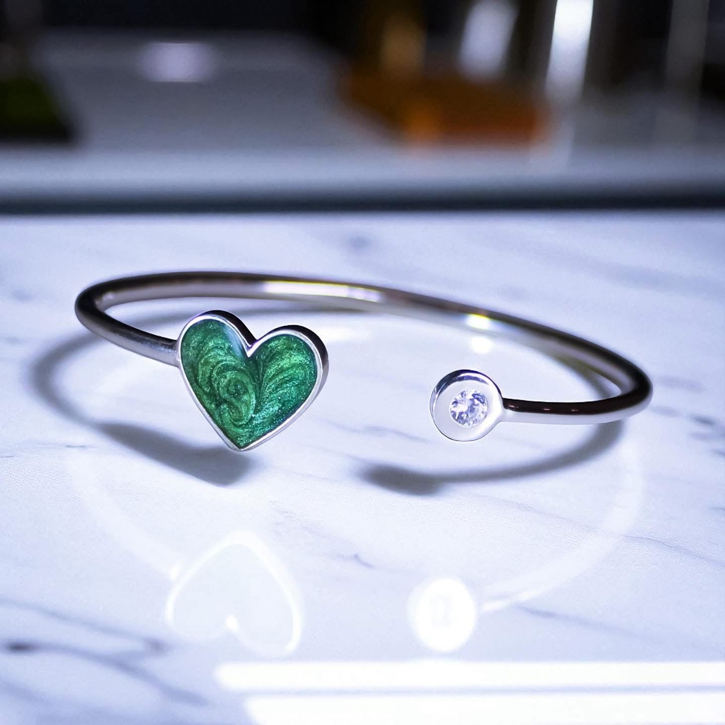 Cubic Zirconia Heart Bangle